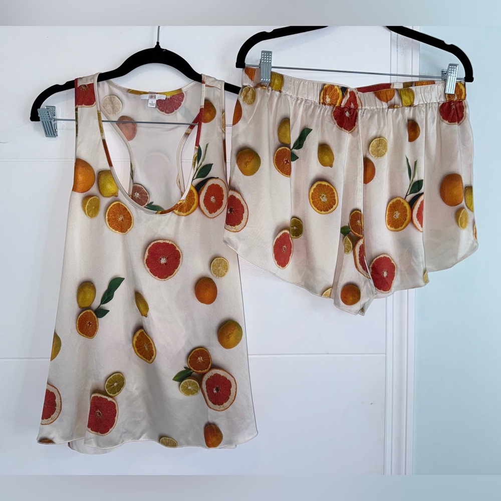 LUNYA Washable Silk Tank Short Pajama Main Squeeze Orange SET 2 PIECE L - Picture 4 of 8